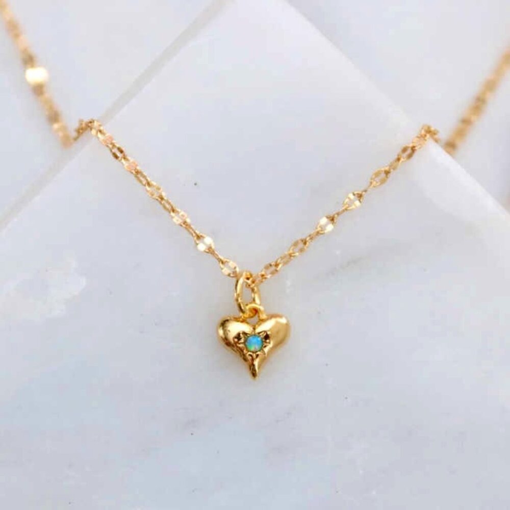 Opal Dainty Heart Necklace